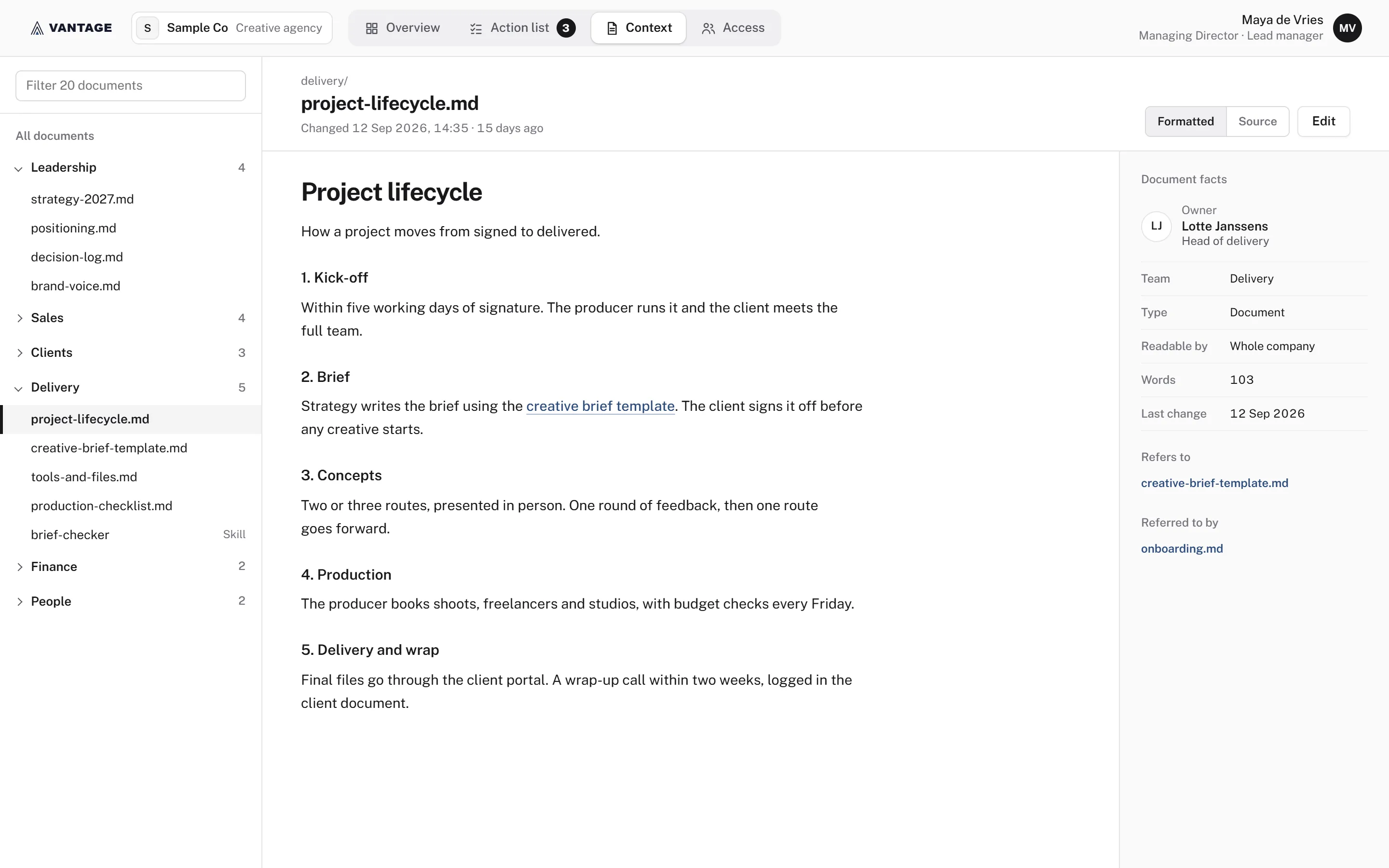Company context managed in one location in the Context Platform
